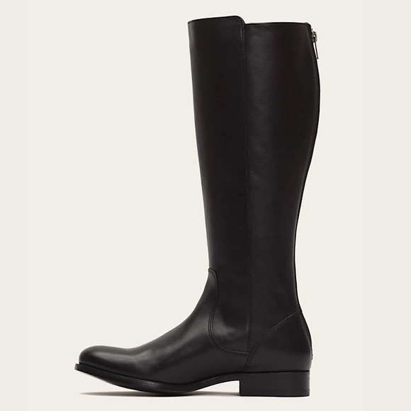 $398 Frye Melissa Stud Black Back Zip Tall Real Leather Black Knee High Boot - Picture 4 of 16